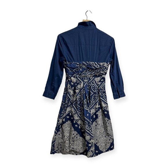 Anthropologie Holding Horses Blue Bandana Cotton Shirtdress, Size 2 - Picture 2 of 12
